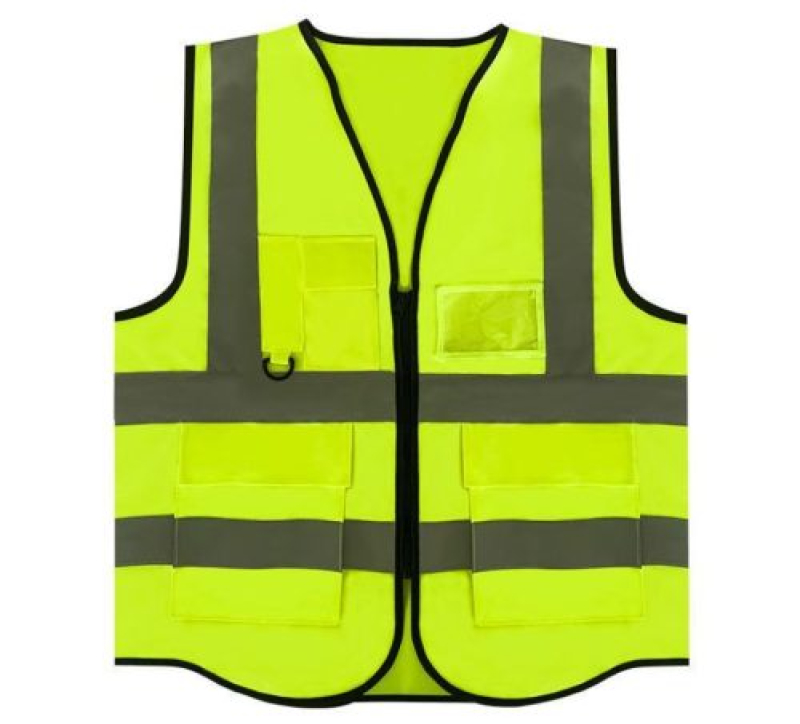 Zsebes cipzáros fényvisszaverő mellény, sárga (HD1839)