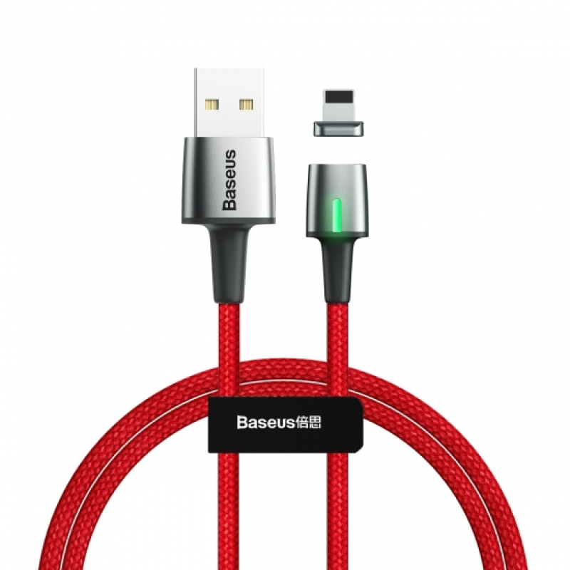 Baseus CALXC-A09 Mágneses kábel, Lightning, Mágnessel csatlakozó töltő kábel, 2.4A 1m, piros