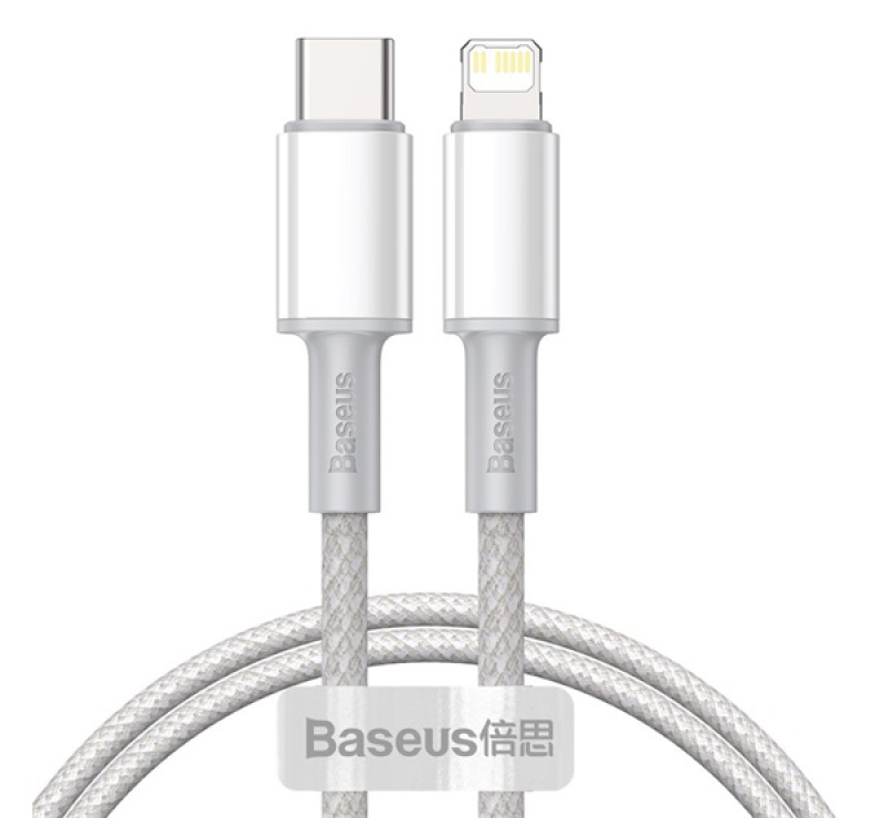 Baseus adatkábel (Type-C - lightning, 20W, PD gyorstöltő, 100cm, törésgátló) FEHÉRCATLGD-02
