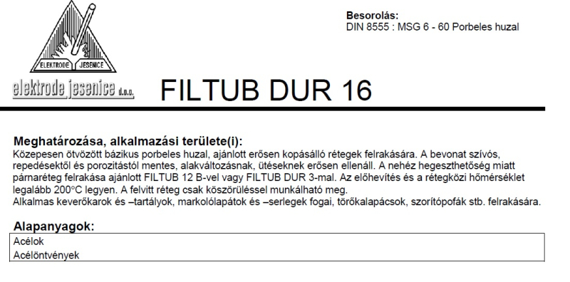 FILTUB DUR 16 1.2 mm 15 kg (11102)