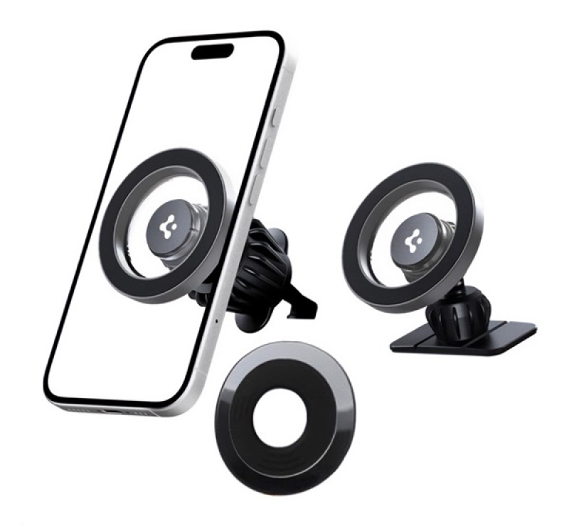 SPIGEN MFT13 autós tartó (szellőzőre, műszerfalra, öntapadó, 360°, MagSafe) EZÜST