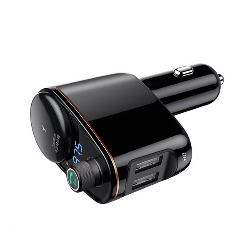 BASEUS bluetooth FM transmitter autós töltő szivargyújtó+2 USB aljzat (v4.2, 3.4A) FEKETECCHC000001