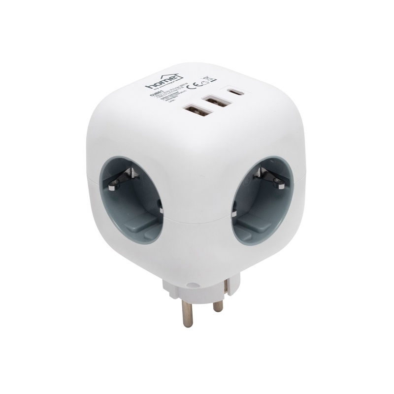 Home kocka elosztó, USB aljzattal (CUBE1)