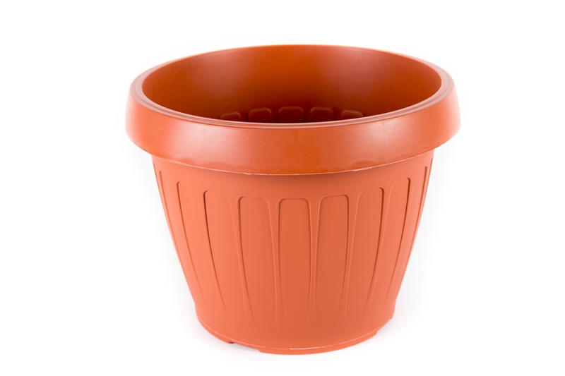 Virágtartó, hordó alakú, 32 cm, terrakotta műanyag (366)