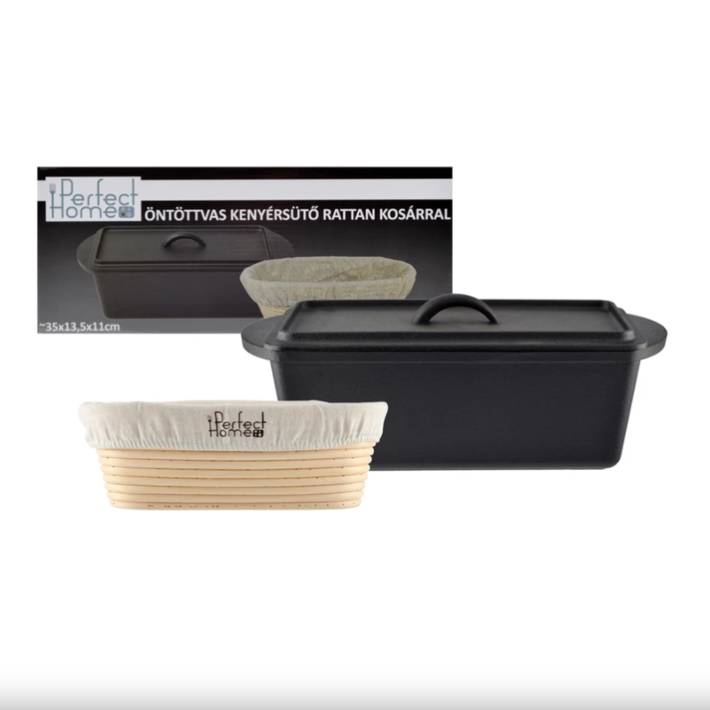 Perfect Home öntöttvas kenyérsütő, rattan szakajtóval/kelesztőtállal (72179)