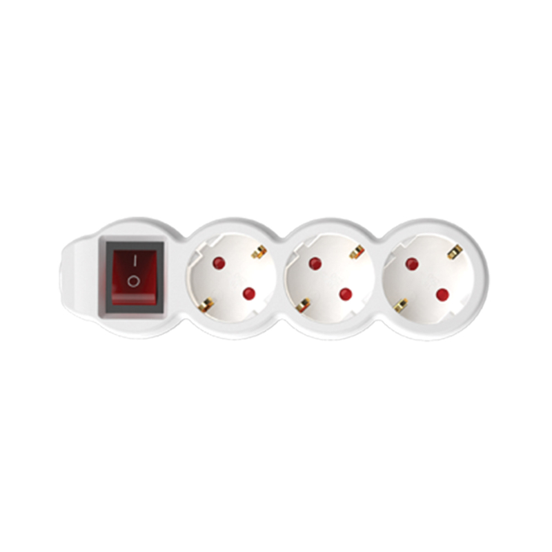 Hálózati 3-as elosztó, kapcsolós, 3m, 3x1,5mm2, fehér (NV 3K-3/WH/1,5)