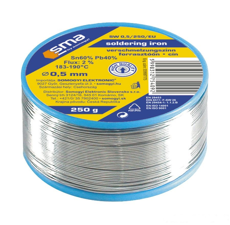 SMA forrasztóón 250 g, 0,5 mm (SW 0,5/250)