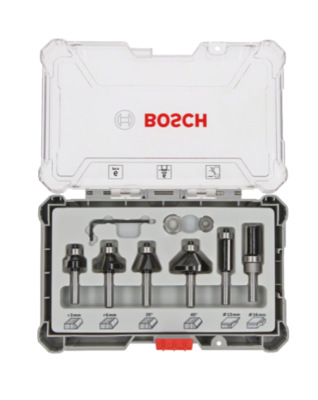 Bosch színelő és szélező alakmaróbetét 6 db-os készlet, 6 mm-es szárral  (2607017468)