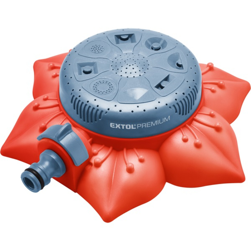 Extol Premium locsoló, virág alakú talapzat, 8 funkciós, műanyag; kuplung csatlakozóval (8876467)