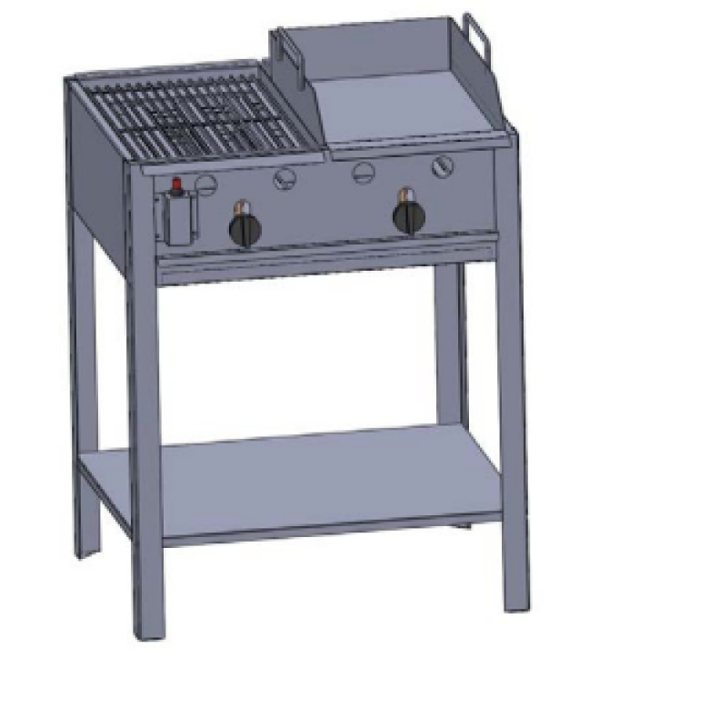 Kétégős álló kombi készülék grillbetéttel, lapsütővel földgáz üzemű (BGS-2.1 GLS)