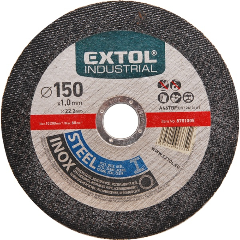 Extol Industrial vágókorong acélra, rozsdamentes acélra 125×1×22,2 mm (8701002)