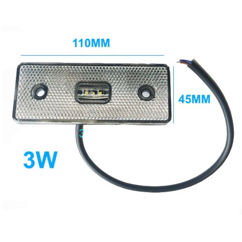 Szélességjelző/helyzetjelző, 12V-36V, fehér LA-607W