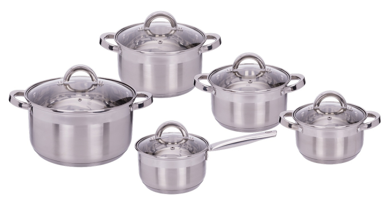 MPM rozsdamentes acél lábas szett 10 db-os (MGK-10)