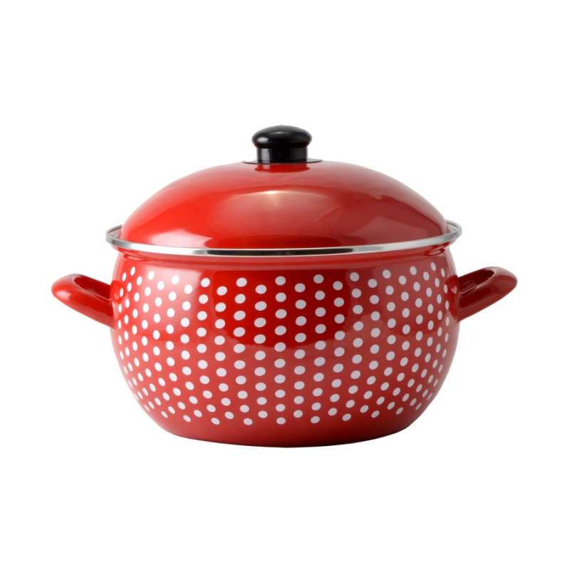 Perfect Home piros pöttyös zománcozott lábas 20cm+fedő (15612)