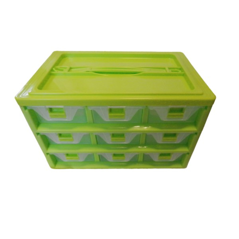 9 fiókos műanyag csavarbox 30x20x17 cm zöld(1303)