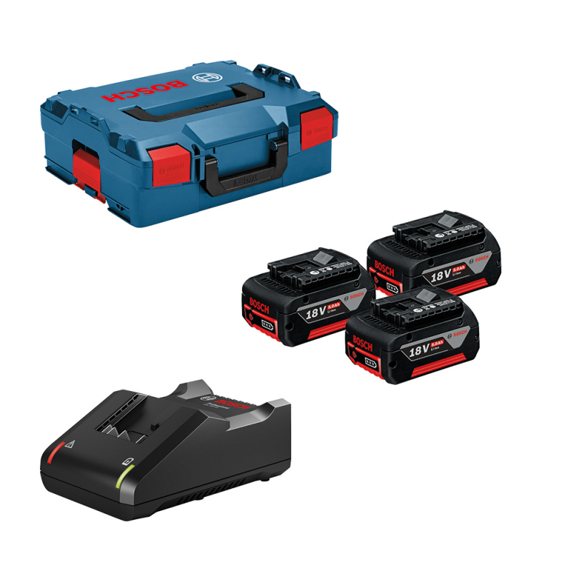Bosch Akkumulátor készlet 18V 3x18V 5Ah + töltő + L-Box (0615990L3T)