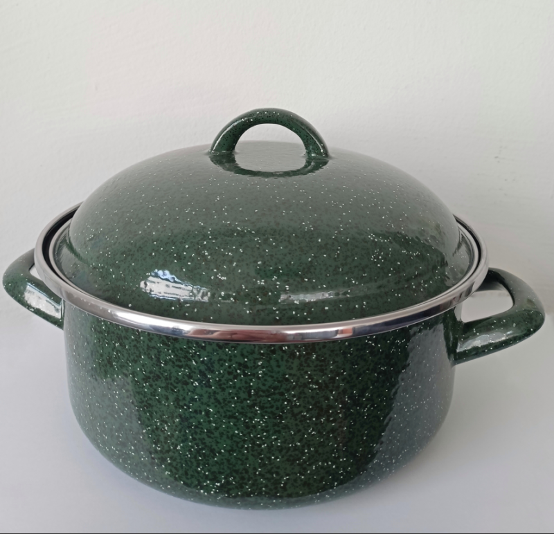 Bonyhádi Alice zománcozott lábas+fedő 20 cm, zöld