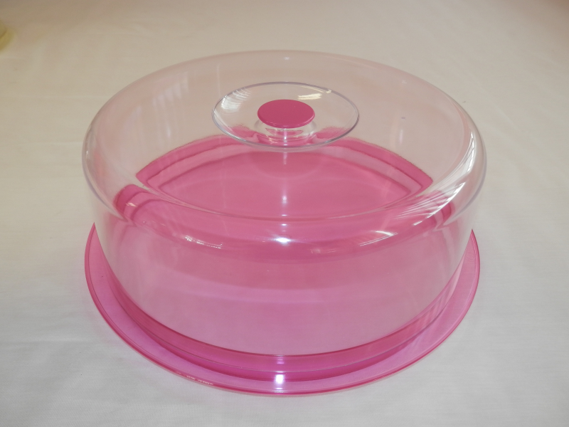 Nagy műanyag tortatartó és szendvicsbúra pink (247)