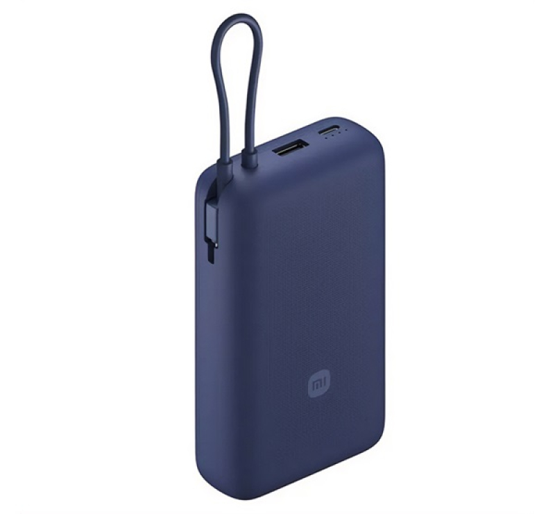 Xiaomi vésztöltő USB+Type-C aljzat (20000mAh, 33W, gyorstöltő + fix Type-C kábel) SÖTÉTKÉK