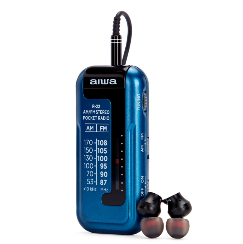 Aiwa R-22BL hordozható vintage japán zsebrádió kék (13190)