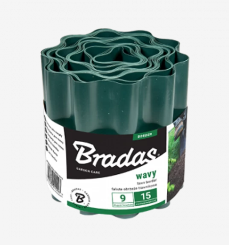 Bradas gyepszegély, hullámos 9m x 20cm, zöld (1503168 - OBFG 0920)