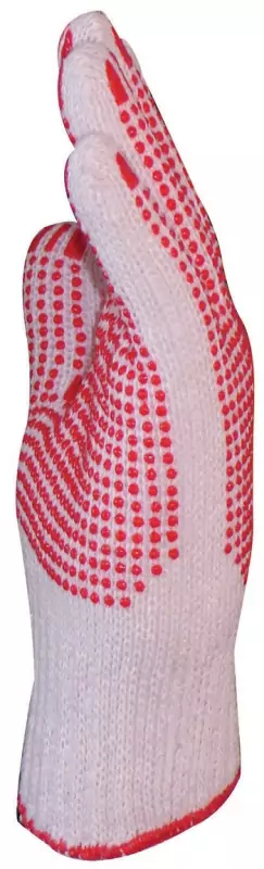 EP Kötött Pes/Pamut Fehér  Kesztyű, kétoldalán piros pettyes, 8-as (4350)