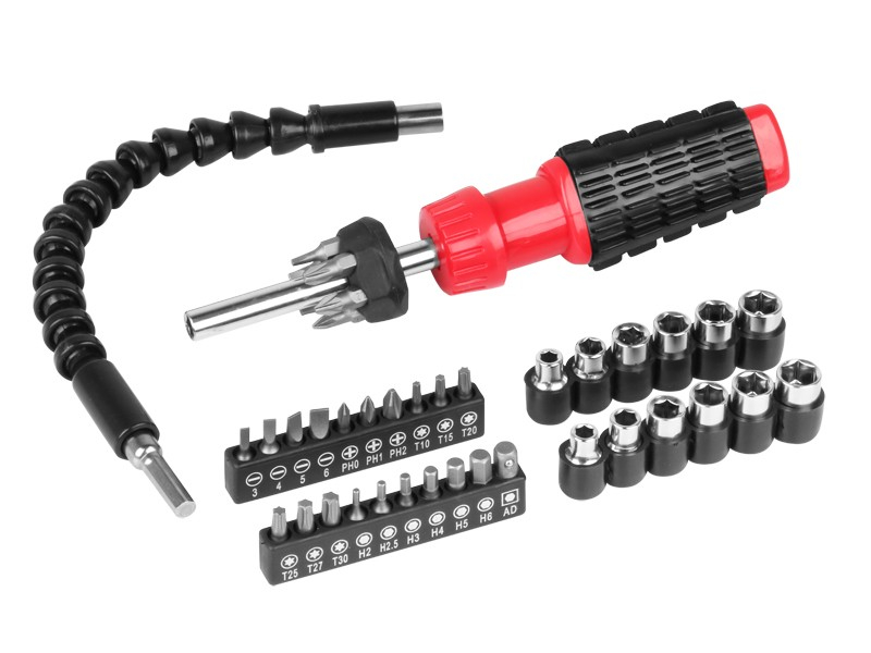 CSAVARHÚZÓ RUGALMAS BŐVÍTÉSSEL 30 CM, BITEK ÉS DUGÓK, 40 DB KIT. CM86200