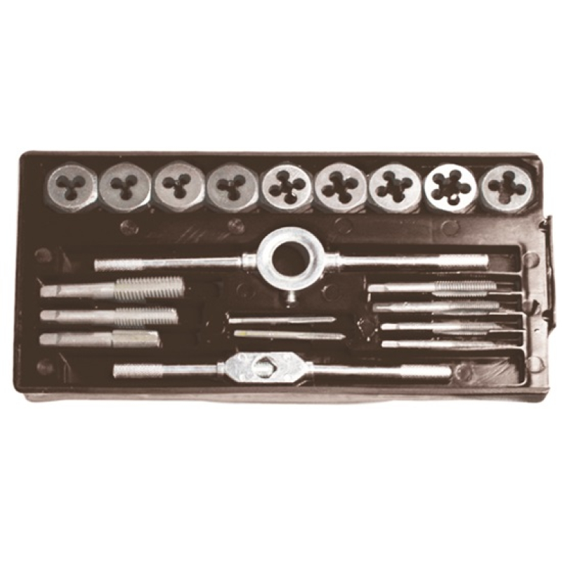 Menetfúró és -metsző készlet M3-M12 (20 db-os) (6113342)