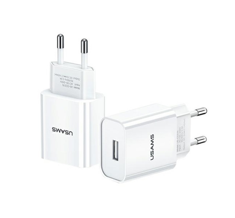 Usams T18 hálózati töltő USB aljzat (10W, gyorstöltő) FEHÉR