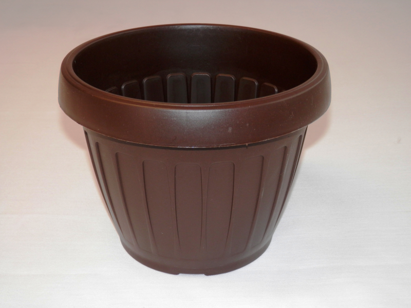 Virágtartó, hordó alakú, 50 cm, barna műanyag (272)