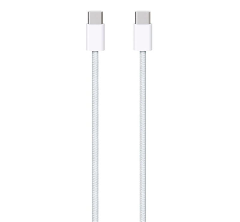 Apple adatkábel (Type-C - Type-C, 100cm, szőtt borítású) FEHÉR
