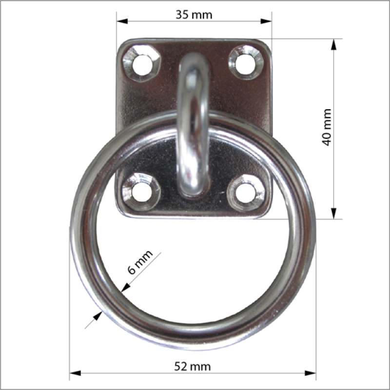 SB  kötélkarika talpas d=6 mm inox (3930218)