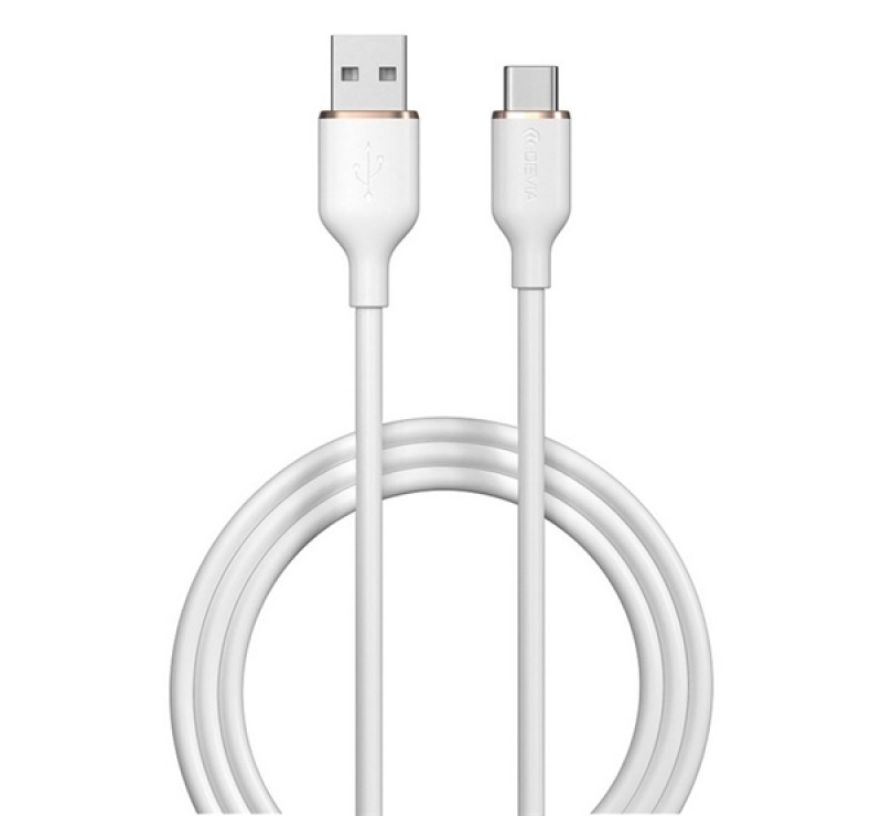 Devia JELLY adatkábel (USB -Type-C, 2.4A, gyorstöltő, 120cm) FEHÉR