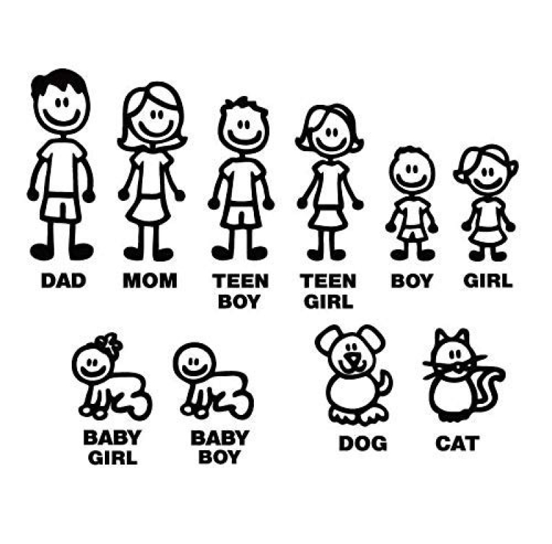 Családi matrica ablaküvegre