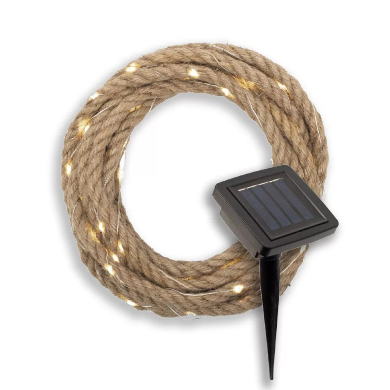 Home napelemes fényfüzér kötélen, 52 db melegfehér LED, 5 m (MXROPE)