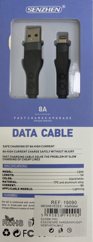 Gyorstöltő kábel, 8A (19090)