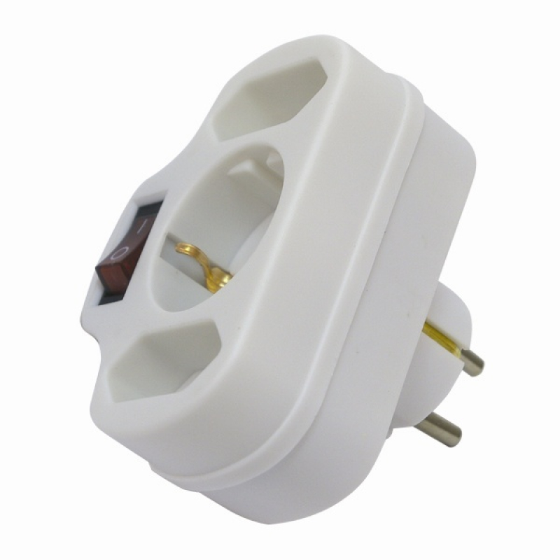 3-as kapcsolós elosztó 2 euro+1 földelt aljzat (NVK 3/WH)