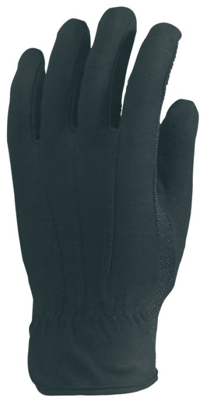 EP pamutkesztyű, fekete, varrott, tenyerén pvc minipettyek_7-es (4177)