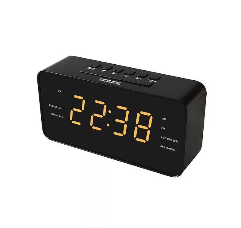 Bravo digitális ébresztőóra rádióval, fekete-sárga (B-5185Y)