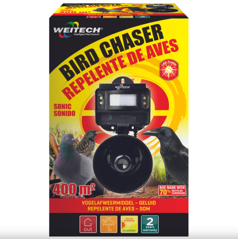 Weitech solar ultrahangos kültéri madárriasztó (WK0109)