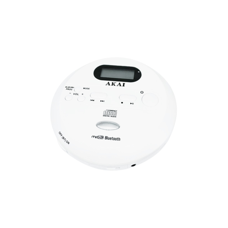 Akai hordozható Bluetooth CD-lejátszó, fehér (ACDP-100)