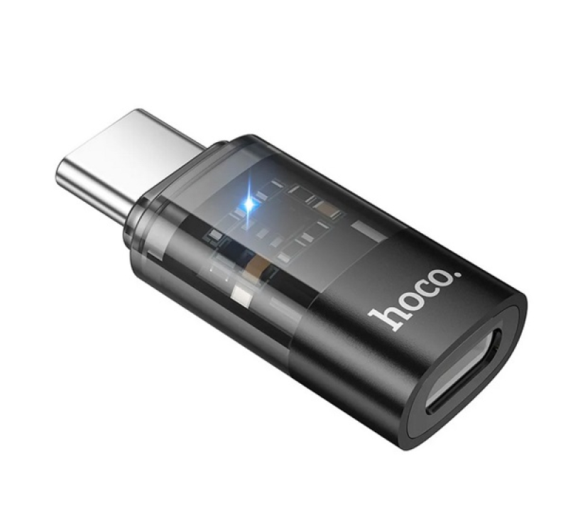 HOCO UA36D adapter (lightning aljzat - Type-C, adatátvitel és töltés, OTG) FEKETE