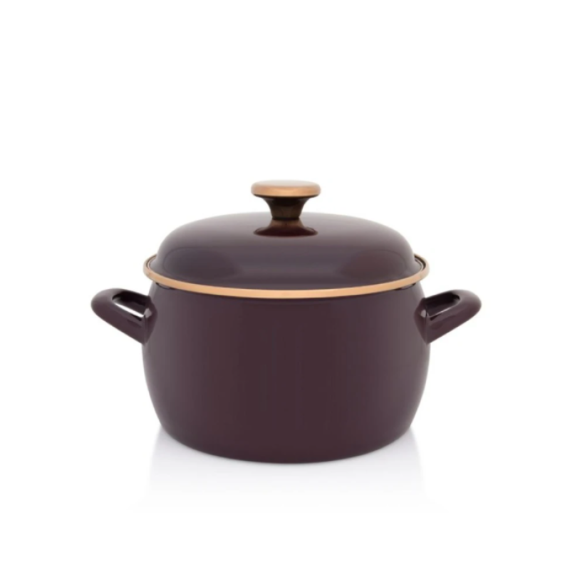 Metalac Princ zománcozott mély lábas fedővel, 20 cm, 4,2 L, bordó (387263)