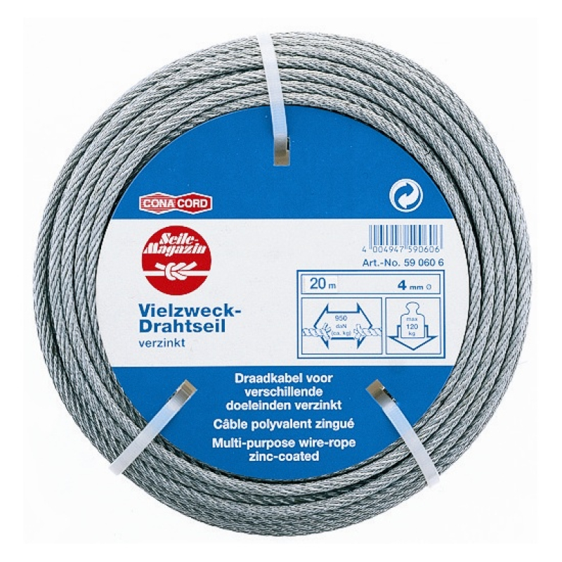 Drótkötél horganyzott d=4 10m DIN3055 SB (3781102)