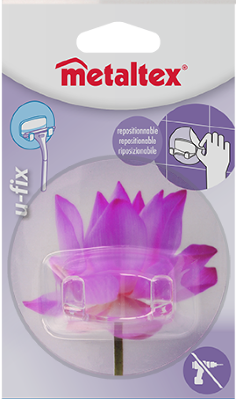 Metaltex U-FIX öntapadós akasztó virág mintával (294803-R)