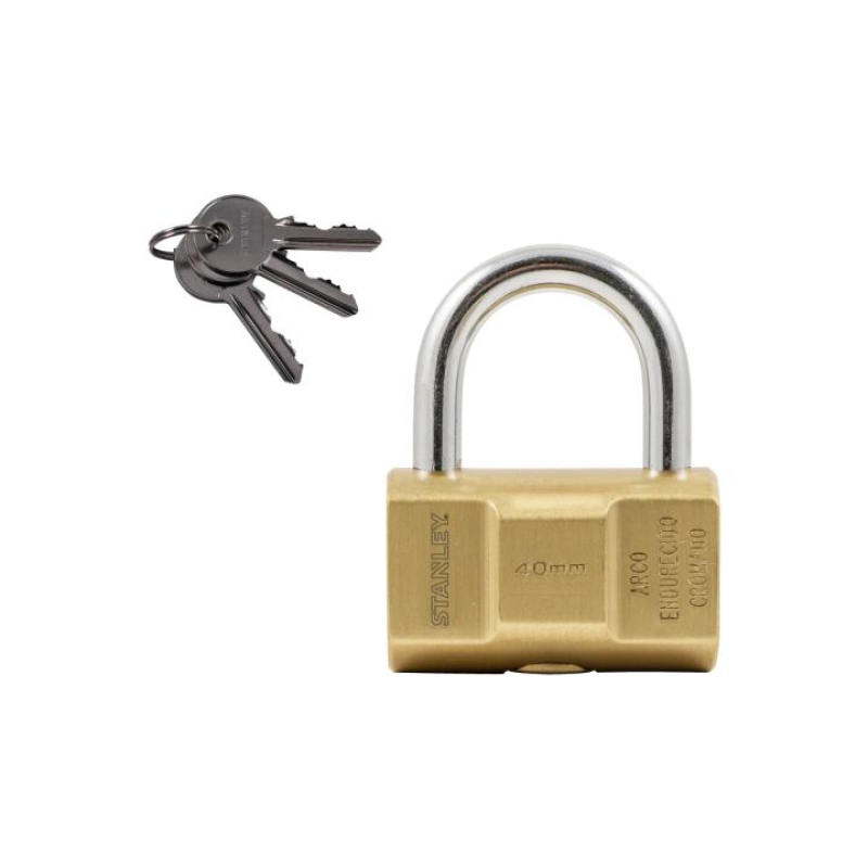 STANLEY hengeres sárgaréz lakat, 40mm, 3 kulcsos (S742-046)