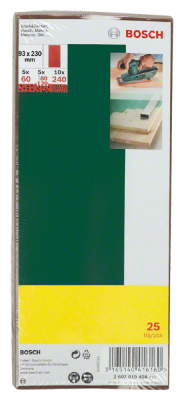 Bosch 25 részes csiszolólapkészlet rezgőcsiszolóhoz (2607019498)