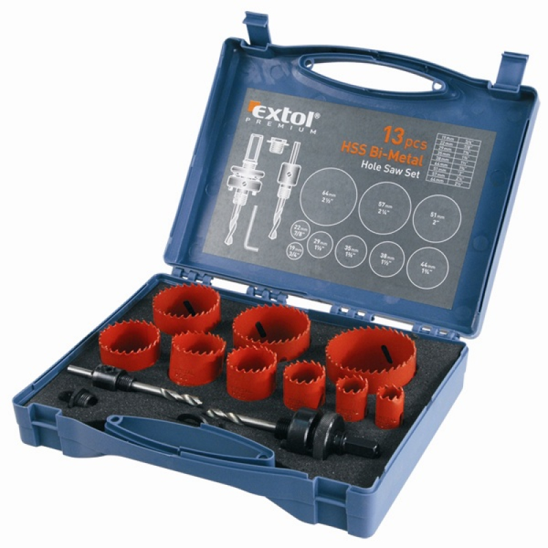 Extol HSS Bi-metál körkivágó készlet 13 db-os (8801604)