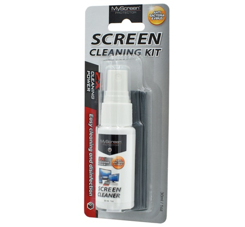 MYSCREEN kijelző tisztító spray mobil/tablet/LCD TV készülék (30ml, antisztatikus törlőkendő 13x18cm