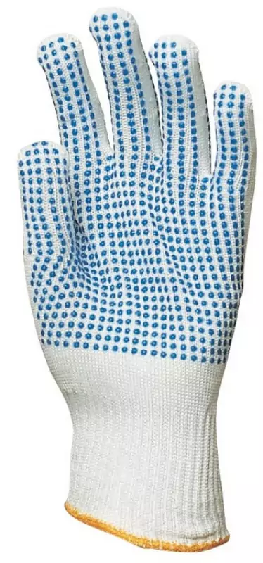 EP kötött poliamid kesztyű, mindkét oldalán kék pettyek, női_7 (4367)